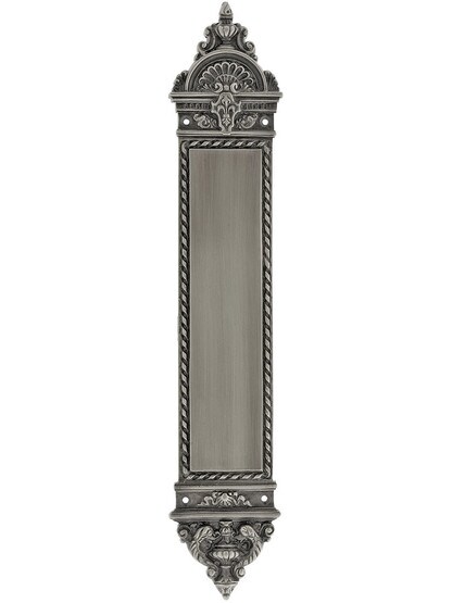 16 1/4 inch Blois Pattern Push Plate In Antique Pewter.